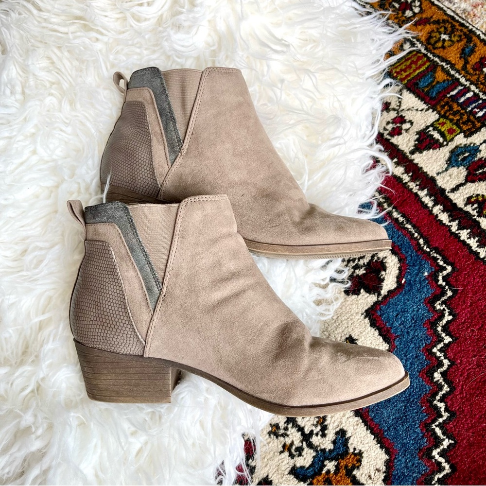 Taupe Faux Suede Ankle Boot